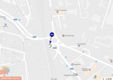 Билборд A в Чернигове Козацька (50 років ВЛКСМ) ул. - ул. Любечская схема