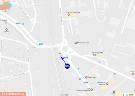 Билборд B в Чернигове Козацька (50 років ВЛКСМ) ул. - ул. Любечская схема