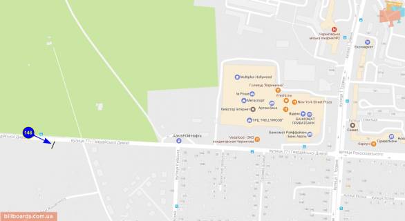 Билборд A в Чернигове 77 Дивизии ул., ост Еловщина схема