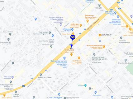 Билборд B в Чернигове, 58  проспект Перемоги х вул. Реміснича (Комсомольська) (центр ринок, МакДональдс, ГУНП Області) схема