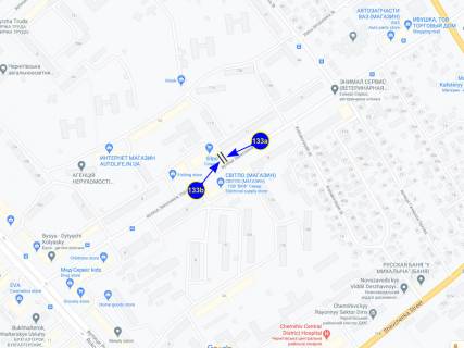 Билборд A в Чернигове ул. Захисників України (Одинцова) 9 (сторона А) схема