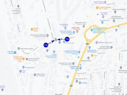 Билборд B в Чернигове просп. Победы х ул. Жабинского (сторона Б) схема