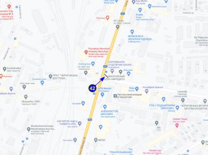 Билборд A в Чернигове, 42а  вул. Івана Мазепи (Щорса) х вул. Музикальна (ринок, ТЦ Рояль, Сільпо, АТБ) схема