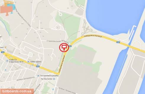 Билборд B в Вышгороде, 6x3  Вул. Набережна, ліворуч, у напрямку с. Хотянівка, 150 м. від МДСПД схема
