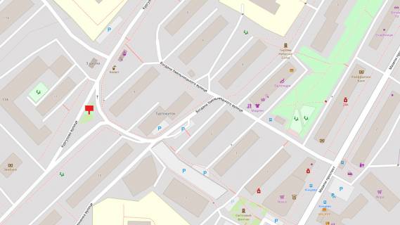Билборд A в Вышгороде вул. Кургузова,  навпроти будинку Кургузова,11 на розділовій смузі (трикутнику) схема