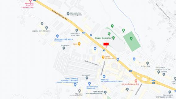 Билборд A в Вышгороде Вул. Шолуденка, 12, біля стадіону "Єнергетик", праворуч, у напрямку с. Нові Петрівці схема