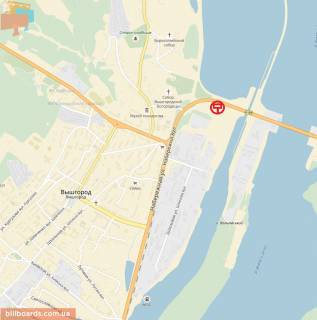 Билборд A в Вышгороде ул. Набережная, справа, направление из г. Вышгорода в с. Хотяновка, 300 м. после поворота на Набережную Киевского моря схема
