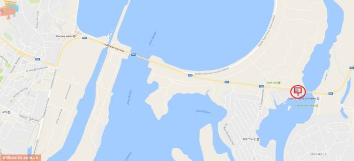 Билборд B в Осещине, 6x3  автомобільна дорога Р-69 “Київ-Вишгород-Десна-Чернігів”, 350 м. після повороту на с/о “Сади Дніпра”, праворуч,у напрямку з м. Вишгород у с. Хочановка схема