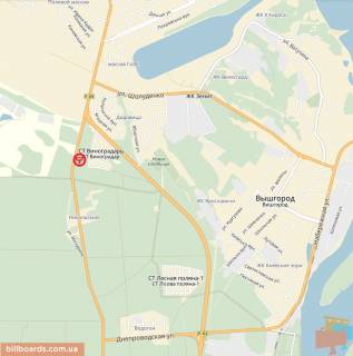 Білборд, Бігборд (Борд)  B у Вишгороді, 6x3  автомобільна дорога Р-02 “Київ-Іванків-Овруч”,1000 м. до повороту до м. Вишгорода з м. Києва (пл. Шевченка), праворуч схема