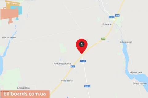 Білборд, Бігборд (Борд)  B у Коблеве трасса М14 - поворот на Рыбаковку схема