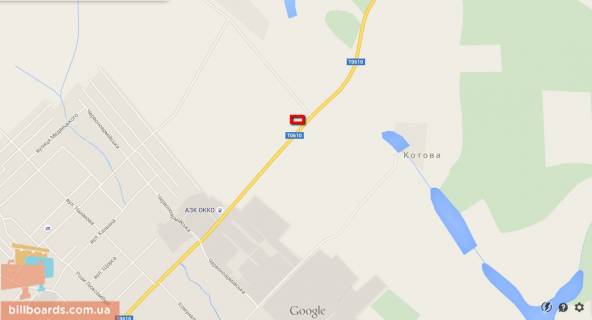 Билборд B в Баре Виїзд з м. Бар в сторону Вінниці, 550 м від АЗС ОККО схема