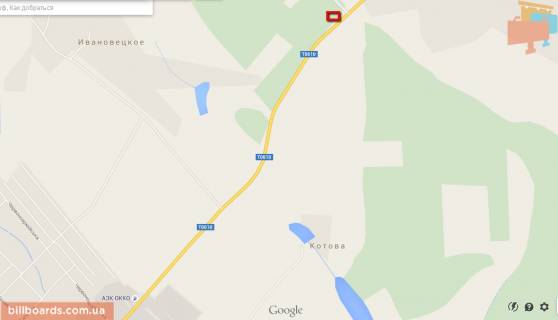 Билборд B в Баре Виїзд з м. Бар в сторону Вінниці, 2 км від АЗС ОККО схема