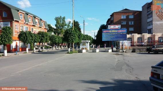 Билборд A в Баре вул. Соборна / вул. св. Миколая, поряд бібліотека, кінотеатр, універмаг, міськрада фото 1