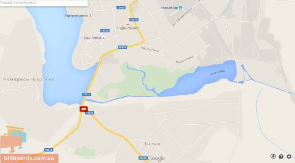 Билборд B в Баре Виїзд з м. Бар в сторону с.Балки схема