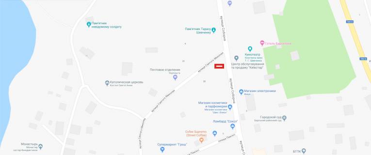Билборд A в Баре майдан св. Миколая, поряд Кінотеатр, бібліотека схема