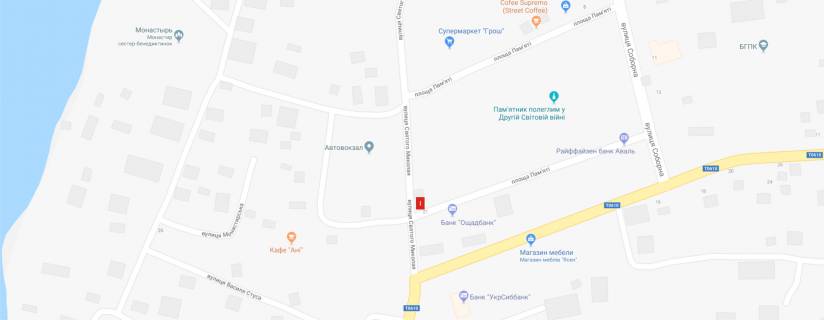 Билборд B в Баре вул. Св. Миколая, поряд автостанція, супермаркет схема