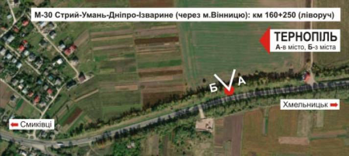 Билборд B в Тернополе, 3х6  траса Тернопіль-Хмельницький схема