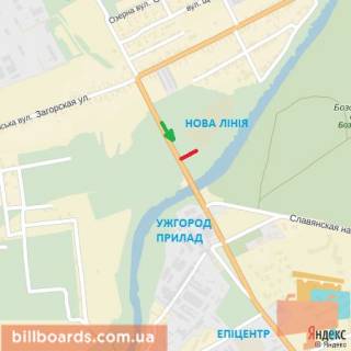 Билборд B в Берегово вул.Баб'яка (ТЦ Нова лінія), напрям - вул.Капушанська схема