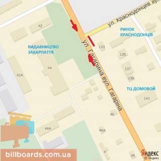 Billboard A in Beregovo st.Gagarina-Krasnodonciv, v'izd do rinku "Krasnodonciv" scheme