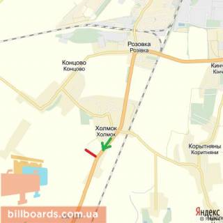 Билборд A в Ужгороде Автодорога Київ-Чоп, с.Холмок,  напрям-Чоп, КПП Тиса (33 км) схема