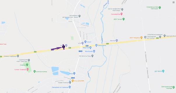 Билборд B в Киеве Житомирська траса, виїзд з Стоянки схема