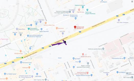 Prismatron, Prism A in Kyiv av. Brovars'kij, 31/33 navproti, AZS KLO - 298969 scheme