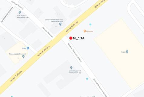 Билборд A в Кропивницкий (Кировоград), 3x6  Соборна вул. ( 50 років Жовтня) - проспект Європейський (Велика Пермська) (спорткомплекс) схема