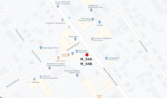 Билборд B в Кропивницкий (Кировоград) вул. Верхня Пермська-пров.Кріпостний схема