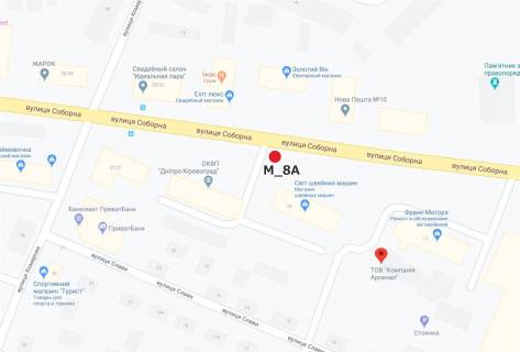 Билборд A в Кропивницкий (Кировоград), 3x6  Соборна вул. ( 50 років Жовтня) - Любомира Гузара вул. (Комарова) схема