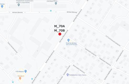 Билборд A в Кропивницкий (Кировоград) вул. Вокзальна (перед старим автовокзалом, супермаркет "АТБ") схема