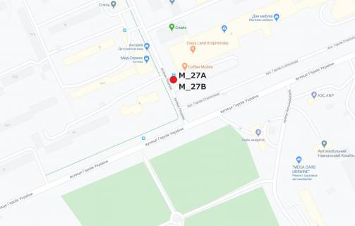 Билборд B в Кропивницкий (Кировоград) Леоніда Каденюка вул. (Пацаєва) (РЦ "Крейзіленд", супермаркет "АТБ") схема