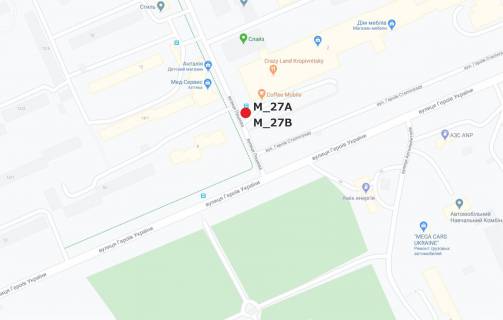 Билборд B в Кропивницкий (Кировоград), 3x6  Леоніда Каденюка вул. (Пацаєва) ( РЦ"Крейзиленд" ,супермаркет "АТБ") схема