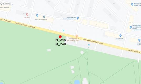 Билборд A в Кропивницкий (Кировоград), 3x6  Євгена Тельнова вул (Правди просп.) (зупинка Дендропарк) схема
