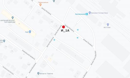 Билборд A в Кропивницкий (Кировоград) вул. Поповича - вул. Вокзальна (навпроти залізничного вокзала) схема