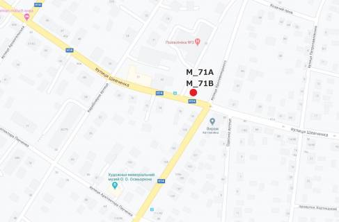 Билборд B в Клинцах вул. Шевченка - вул. Кропивницького (полікліника №3) схема