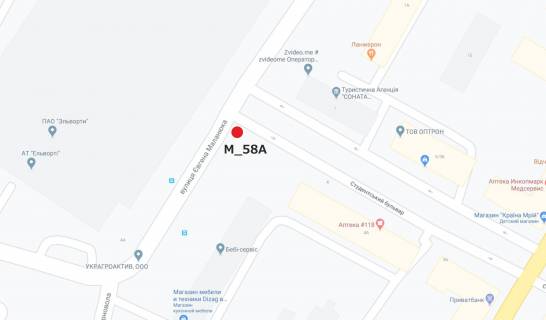 Билборд A в Кропивницкий (Кировоград) вул. Чорновола - бульвар Студентський схема
