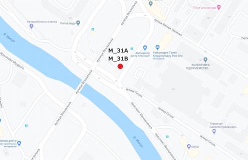 Билборд B в Кропивницкий (Кировоград) проспект Винниченка - вул. Гоголя ( автосалон Фольксваген) схема
