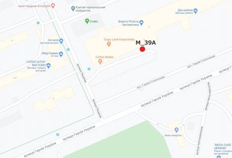 Билборд A в Кропивницкий (Кировоград), 3x6  Леоніда Каденюка вул. (Пацаєва) (РЦ "Крейзіленд", супермаркет "АТБ") схема
