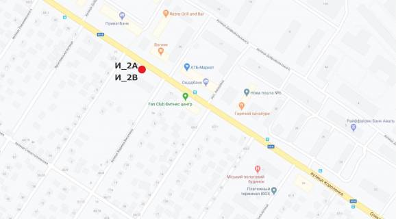 Билборд B в Кропивницкий (Кировоград) Героїв-земляків вул. (Короленка) (навпроти супермаркет АТБ, фанклуб) схема