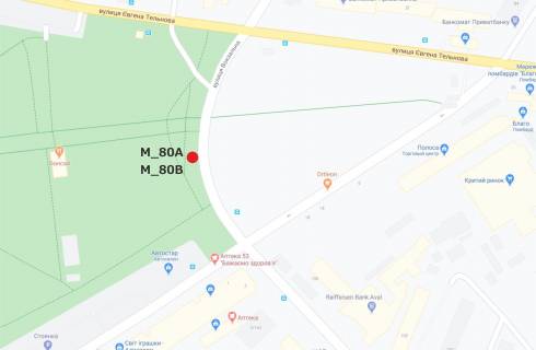 Билборд B в Кропивницкий (Кировоград) вул. Вокзальна (вхід в Дендропарк)                         схема