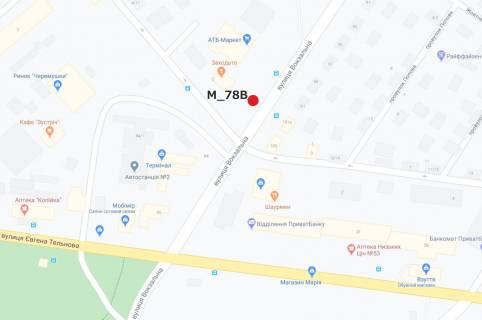 Билборд B в Кропивницкий (Кировоград) вул. Вокзальна (старий автовокзал, ринок, супермаркет "АТБ") схема