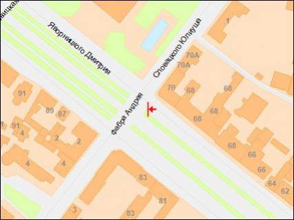 Скроллер A в Днепр (Днепропетровск), 3,14х2,32  Дмитра Яворницького (Карла Маркса) пр. - Лазаря Глоби (Сєрова, Фабра) вул. - 218360 схема