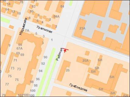 Billboard A in Dnipro (Dnipropetrovsk), 3х6  Rabocaa st. - Ural'skaa st., v centr scheme