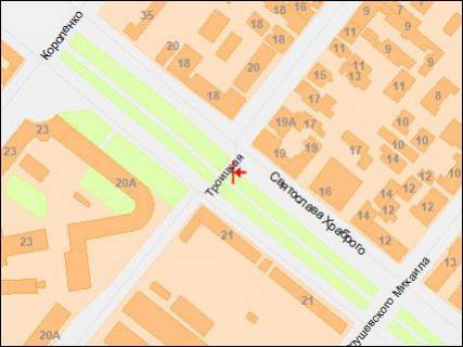 Призма Р/П в Днепр (Днепропетровск), 3х6  Святослава Хороброго вул.(Чкалова), 21 - Троїцька (Червона) вул., в центр - 218241 схема