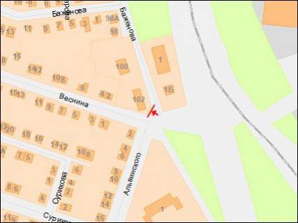 Билборд A в Днепр (Днепропетровск), 3х6  Сурсько-Литовська (колишня Баженова) вул., 102 - Перекопська (Весніна) вул. - Альвинського вул. Из центра схема
