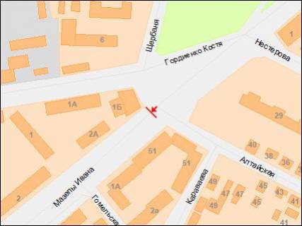 Призма Р/П в Днепр (Днепропетровск), 3х6  Івана Мазепи (Петровського) пр., 51 - Кості Гордієнка (Матлахова) вул., з центру - 218272 схема