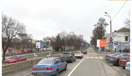Билборд Р/П в Днепр (Днепропетровск), 3,2х6,2  Святослава Хороброго (Чкалова) вул., 21 - Красна вул., в центр фото 1
