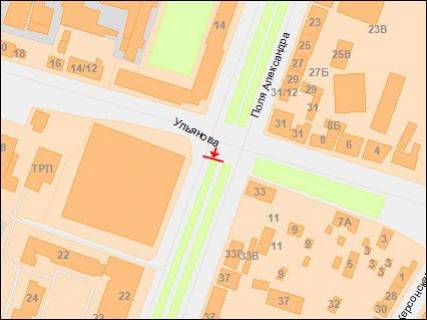 Призма Р/П в Днепр (Днепропетровск), 3х6  Олександра Поля (Кірова) пр. - Улянівська (Ульянова) вул., з центру - 218213 схема