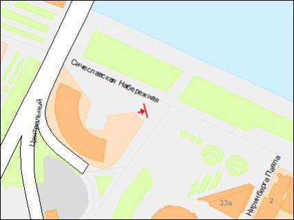Билборд A в Днепр (Днепропетровск), 3,2х6,2  Січеславська Набережна (Набережна Леніна) вул. - Михайла Коцюбинського вул., біля цирка, з центру схема