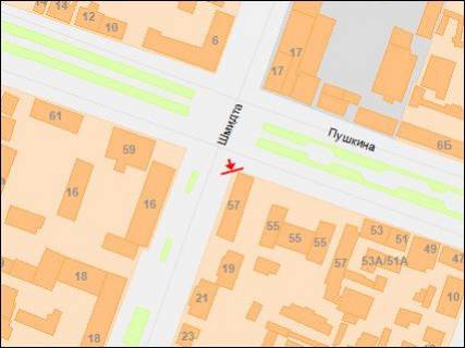 Билборд A в Днепр (Днепропетровск), 3х6  Лесі Українки (Пушкіна) пр. - Степана Бандери (Шмідта) вул. схема